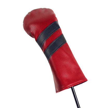 Leather Golf Covers Driver 1 3 5 Headcovers 3 Piece Set Red with Black Golf Accessorise FoneFunShop