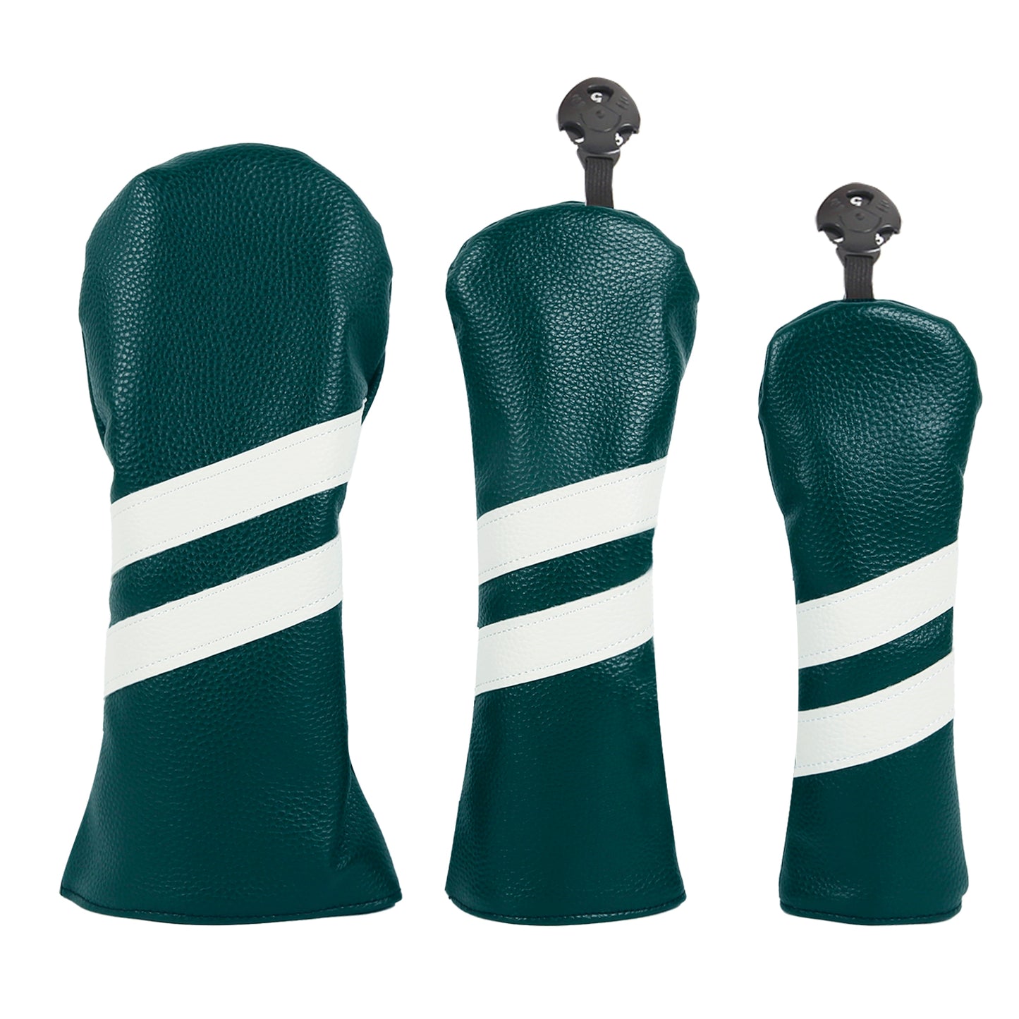 Leather Golf Covers Driver 1 3 5 Headcovers 3 Piece Set Teal with White Golf Accessorise FoneFunShop