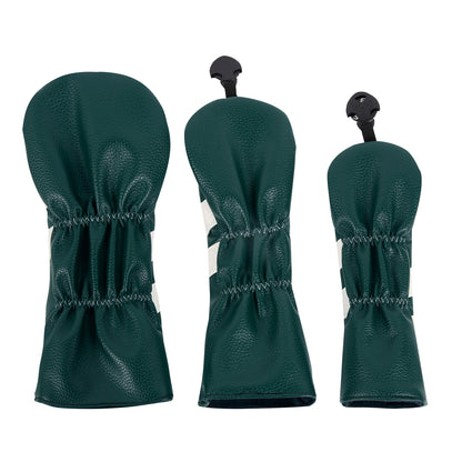 Leather Golf Covers Driver 1 3 5 Headcovers 3 Piece Set Teal with White Golf Accessorise FoneFunShop