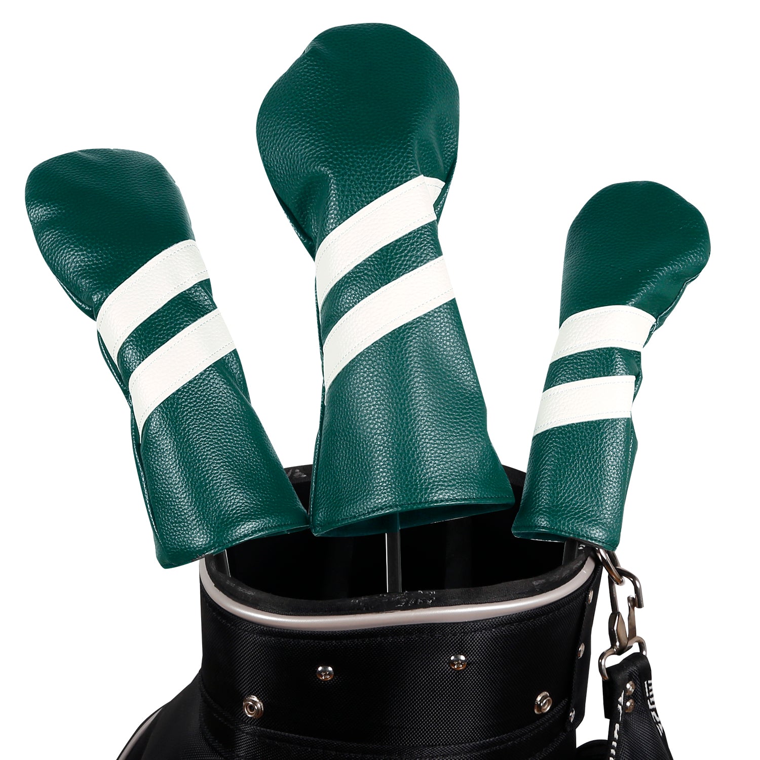 Leather Golf Covers Driver 1 3 5 Headcovers 3 Piece Set Teal with White Golf Accessorise FoneFunShop