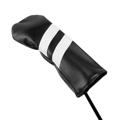 Leather Golf Covers Driver 1 3 5 Headcovers 3 Piece Set Black with White Golf Accessorise FoneFunShop