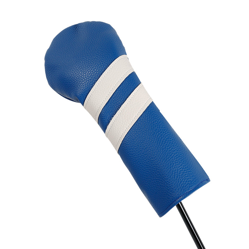 Leather Golf Covers Driver 1 3 5 Headcovers 3 Piece Set Blue with White Golf Accessorise FoneFunShop