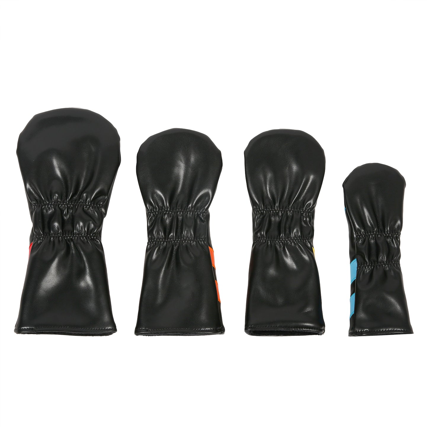 Leather Golf Covers Driver 1 3 5 U Headcovers 4 Piece Set Black with Multicoloured Golf Accessorise FoneFunShop