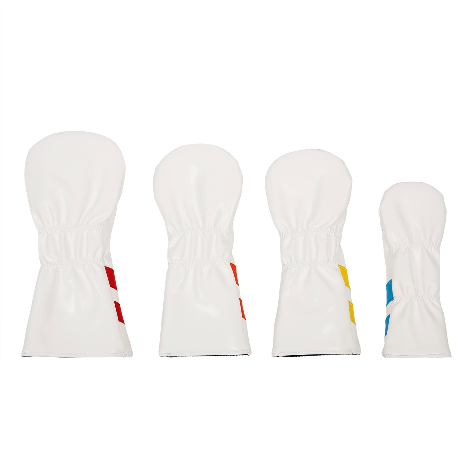Leather Golf Covers Driver 1 3 5 U Headcovers 4 Piece Set White with Multicoloured Golf Accessorise FoneFunShop
