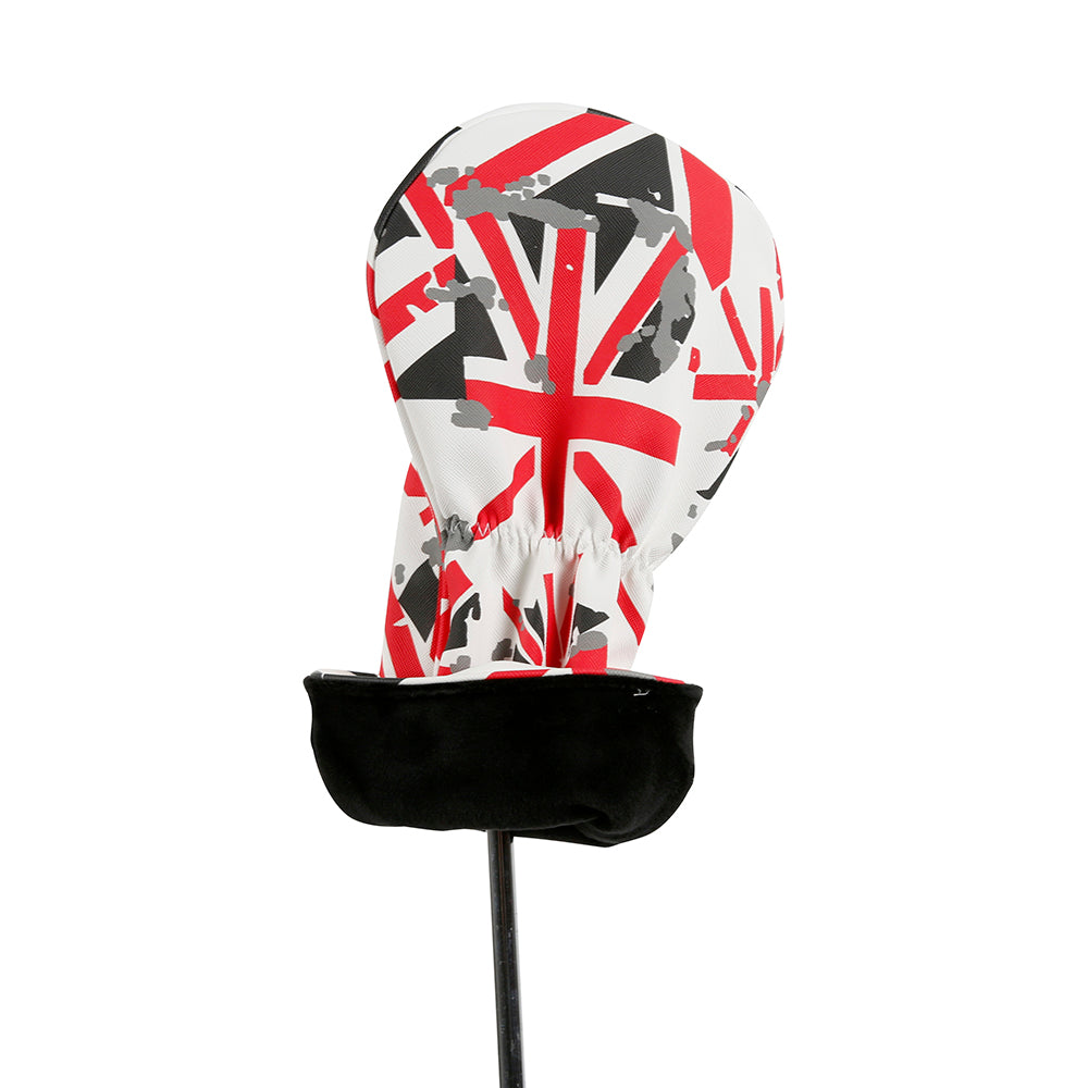 Golf Driver Head Cover 4 Piece Set | Fits #1 Driver, #3 Wood, #5 Wood, #U Utility Club | Protective Headcovers British Flag Union Jack Red Golf Accessorise FoneFunShop