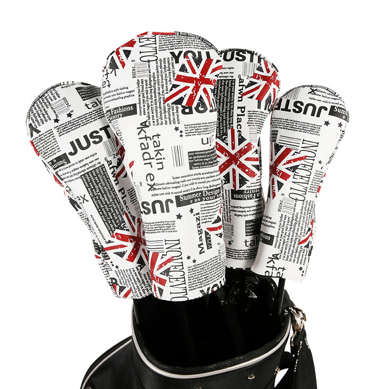 Golf Covers Driver 1 3 5 U Headcovers 4 Piece Set Union Jack Newspaper Golf Accessorise FoneFunShop