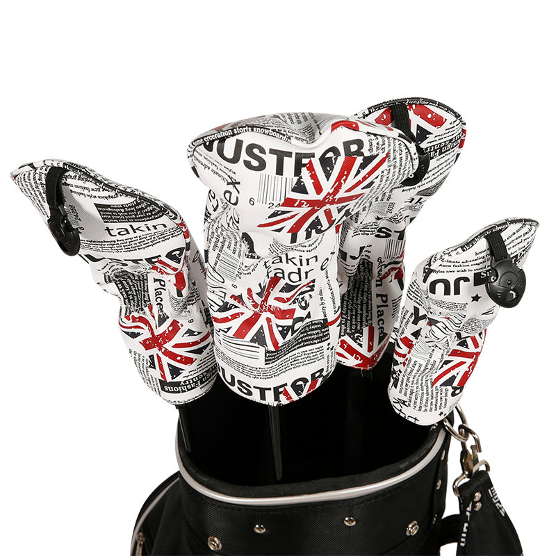 Golf Covers Driver 1 3 5 U Headcovers 4 Piece Set Union Jack Newspaper Golf Accessorise FoneFunShop
