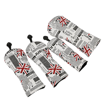 Golf Covers Driver 1 3 5 U Headcovers 4 Piece Set Union Jack Newspaper Golf Accessorise FoneFunShop