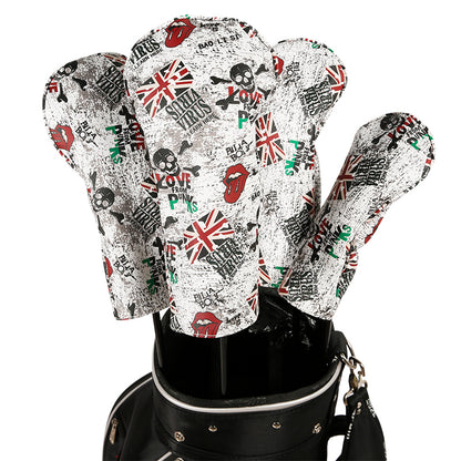 Golf Driver Head Cover 4 Piece Set | Fits #1 Driver, #3 Wood, #5 Wood, #U Utility Club | Protective Headcovers British Flag Skull Punk Golf Accessorise FoneFunShop