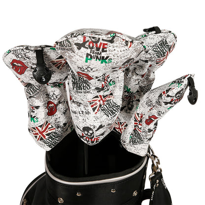 Golf Driver Head Cover 4 Piece Set | Fits #1 Driver, #3 Wood, #5 Wood, #U Utility Club | Protective Headcovers British Flag Skull Punk Golf Accessorise FoneFunShop