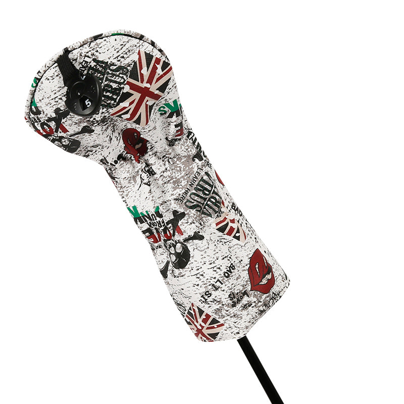 Golf Driver Head Cover 4 Piece Set | Fits #1 Driver, #3 Wood, #5 Wood, #U Utility Club | Protective Headcovers British Flag Skull Punk Golf Accessorise FoneFunShop