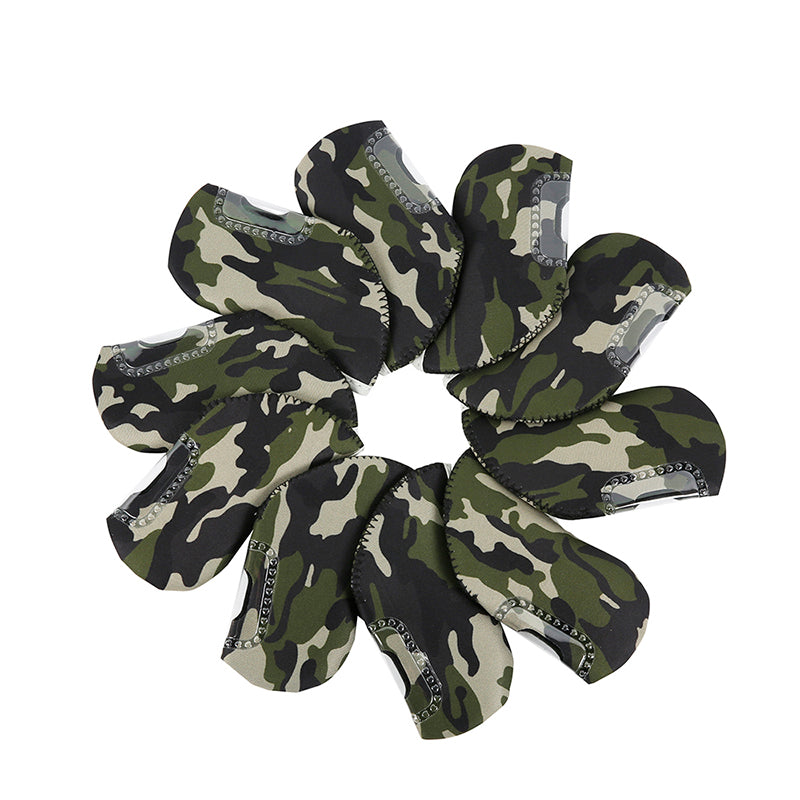 Golf Club Iron Head Covers 10 Piece Set Camouflage Green Headcover Protectors Golf Accessorise FoneFunShop