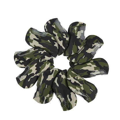 Golf Club Iron Head Covers 10 Piece Set Camouflage Green Headcover Protectors Golf Accessorise FoneFunShop