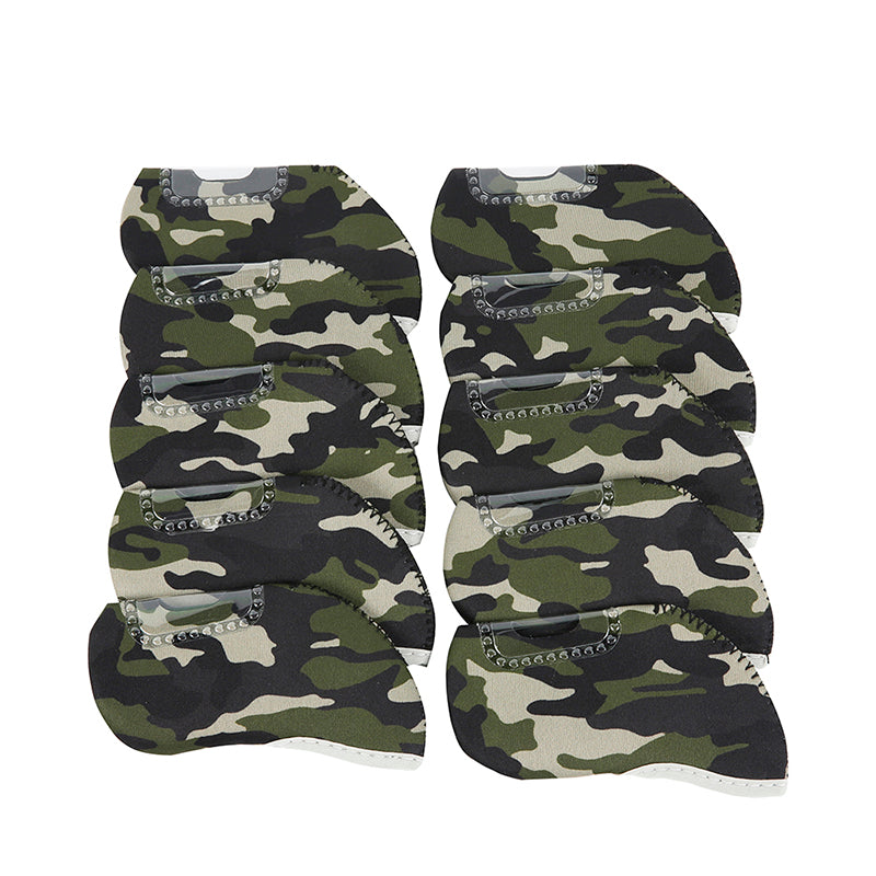 Golf Club Iron Head Covers 10 Piece Set Camouflage Green Headcover Protectors Golf Accessorise FoneFunShop