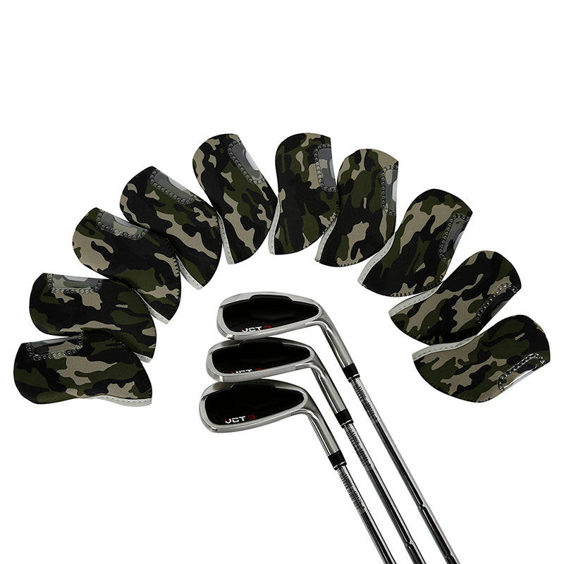 Golf Club Iron Head Covers 10 Piece Set Camouflage Green Headcover Protectors Golf Accessorise FoneFunShop