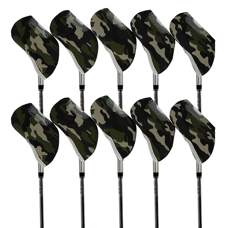 Golf Club Iron Head Covers 10 Piece Set Camouflage Green Headcover Protectors Golf Accessorise FoneFunShop