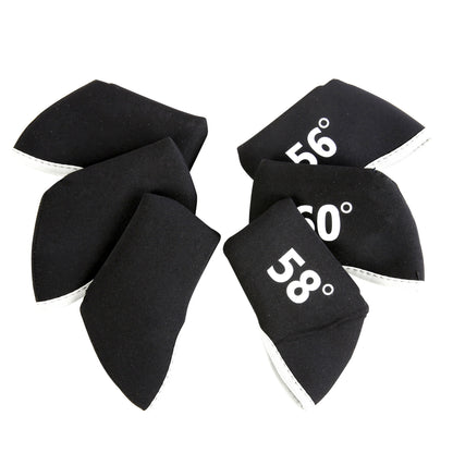 Golf Club Wedge Head Covers 6 Piece Set 48, 52, 54, 56, 58, 60 Degrees Headcover Protectors Black with White Numbers. Golf Accessorise FoneFunShop