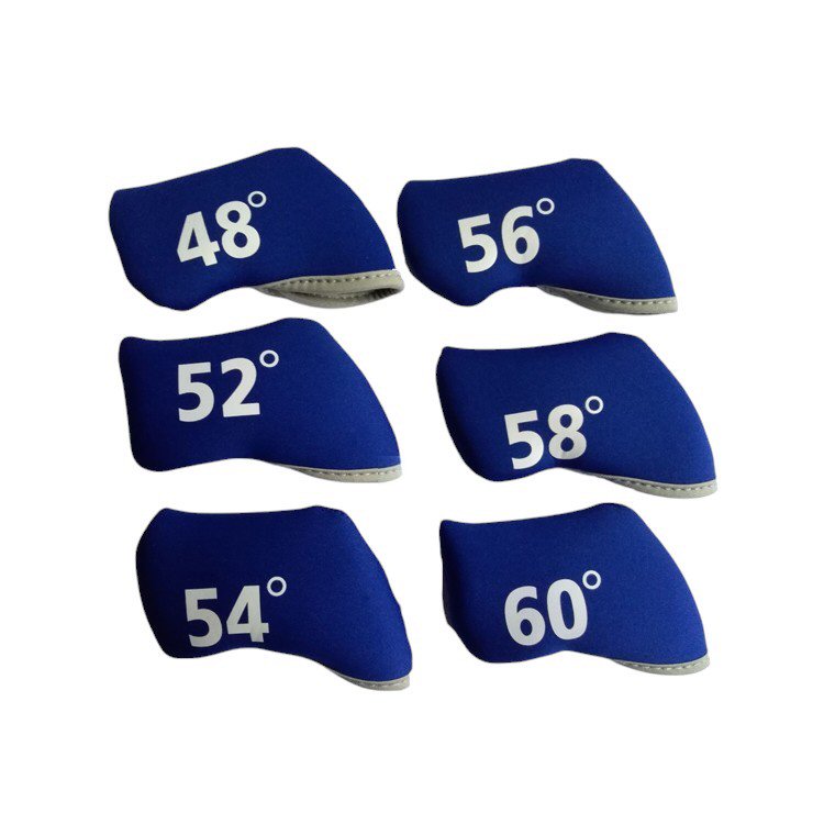 Golf Club Wedge Head Covers 6 Piece Set 48, 52, 54, 56, 58, 60 Degrees Headcover Protectors Blue with White Numbers. Golf Accessorise FoneFunShop