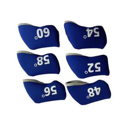 Golf Club Wedge Head Covers 6 Piece Set 48, 52, 54, 56, 58, 60 Degrees Headcover Protectors Blue with White Numbers. Golf Accessorise FoneFunShop