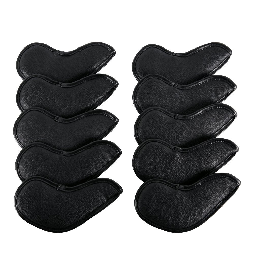 Leather Golf Club Headcovers Irons Set 10 Pcs Club Iron Head Covers Black Golf Accessorise FoneFunShop