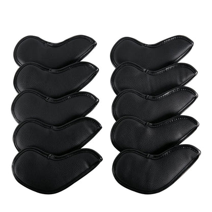 Leather Golf Club Headcovers Irons Set 10 Pcs Club Iron Head Covers Black Golf Accessorise FoneFunShop