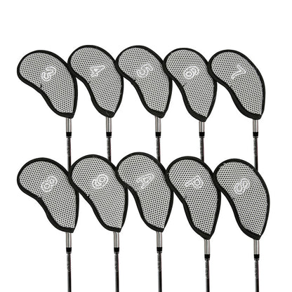 Golf Club Iron Head Covers 10 Piece Headcover Protector Grey with Black