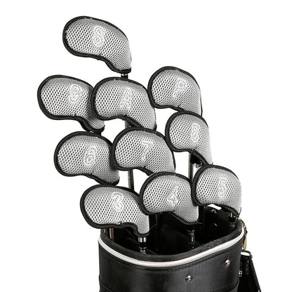 Golf Club Iron Head Covers 10 Piece Headcover Protector Grey with Black