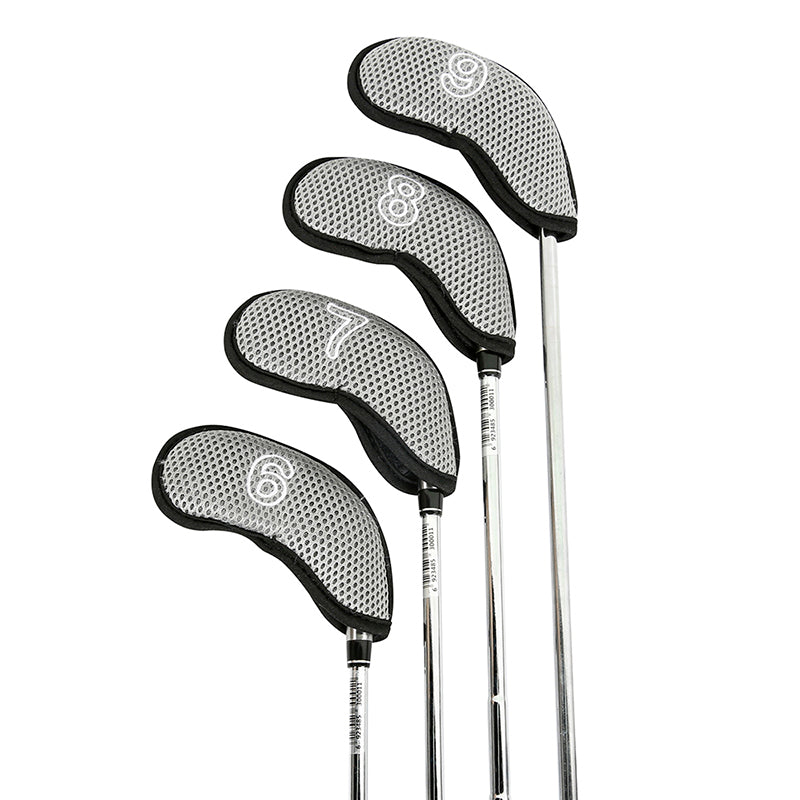 Golf Club Iron Head Covers 10 Piece Headcover Protector Grey with Black
