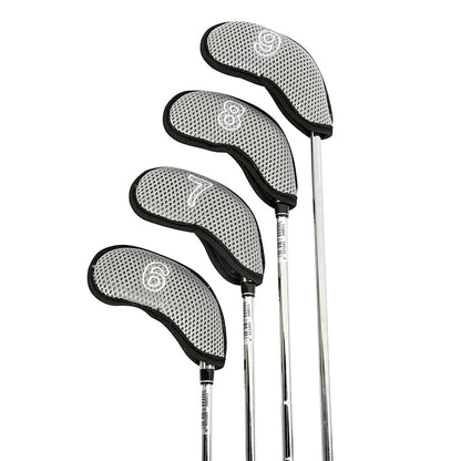 Golf Club Iron Head Covers 10 Piece Headcover Protector Grey with Black