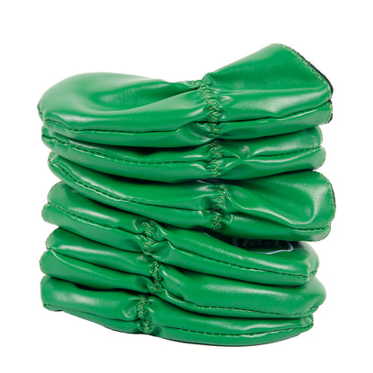 Leather Golf Club Iron Head Covers 9 Piece Set Headcover Protector Green with White Golf Accessorise FoneFunShop