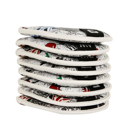 Leather Golf Club Iron Head Covers 10 Piece Set Union Jack Newspaper Headcover Protector Red Golf Accessorise FoneFunShop