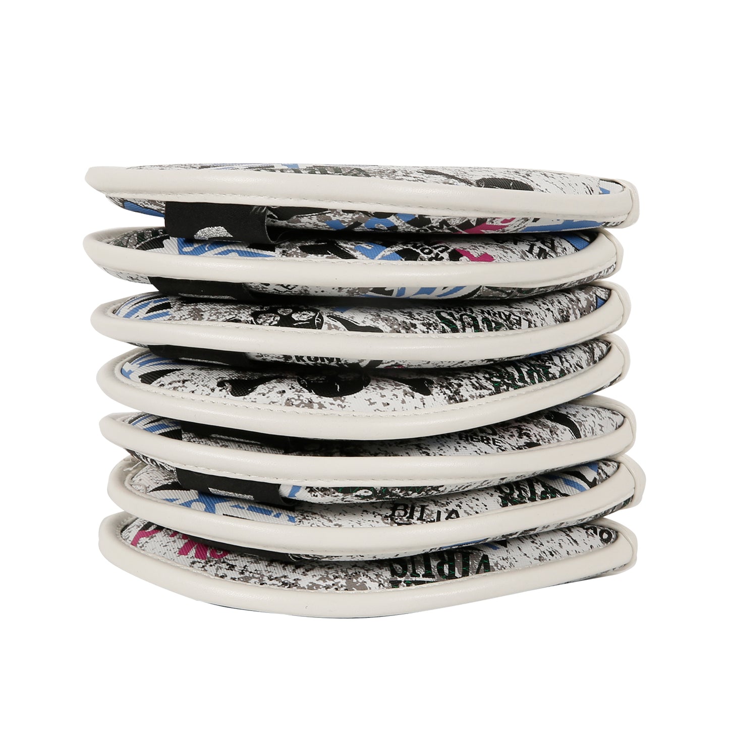 Leather Golf Club Iron Head Covers 10 Piece Set Union Jack Skull Punk Headcover Protector Blue Golf Accessorise FoneFunShop