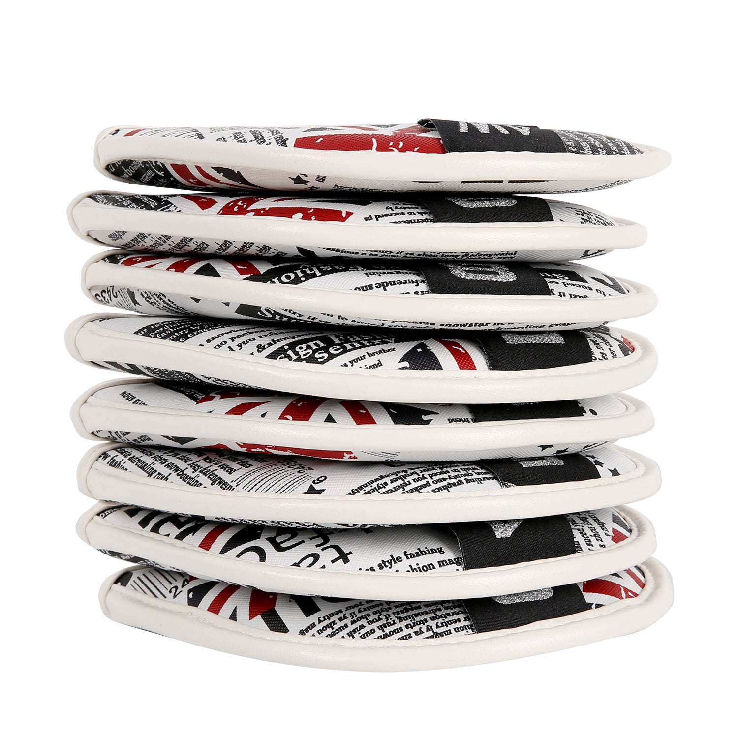 Leather Golf Club Iron Head Covers 10 Piece Set Union Jack Skull Punk Headcover Protector Red with Blue Golf Accessorise FoneFunShop