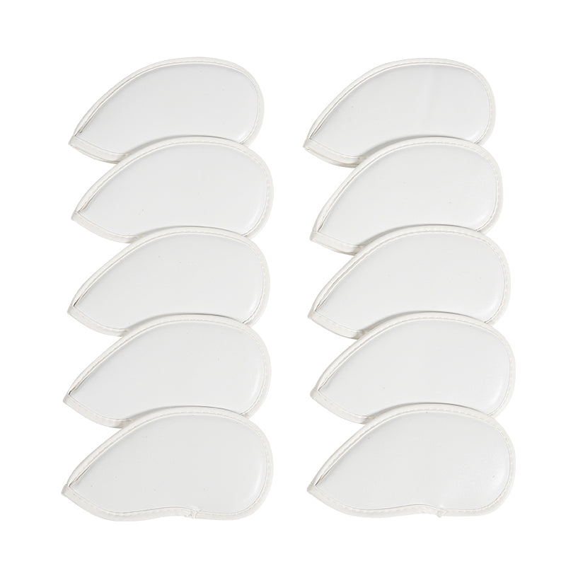 Leather Golf Club Iron Head Covers | 10 Piece Set | White with Green 4 Leaf Clover Shamrock Golf Accessorise FoneFunShop
