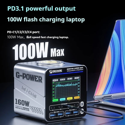 Mechanic G-Power 160W Super Fast Charger 8 Port GAN Wireless 15W PD 240v Charger FoneFunShop