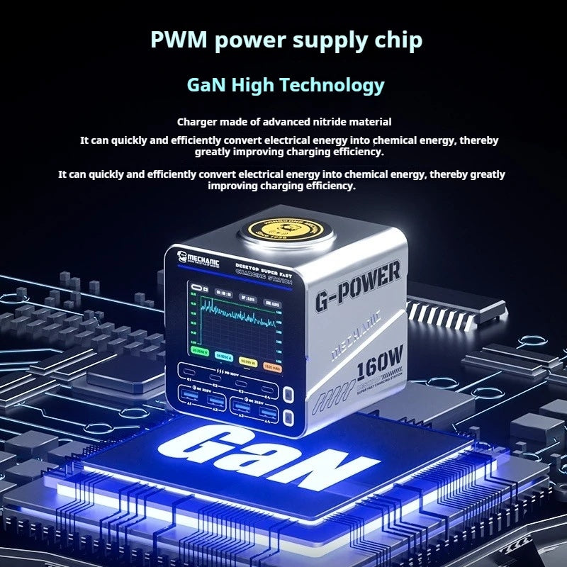 Mechanic G-Power 160W Super Fast Charger 8 Port GAN Wireless 15W PD 240v Charger FoneFunShop