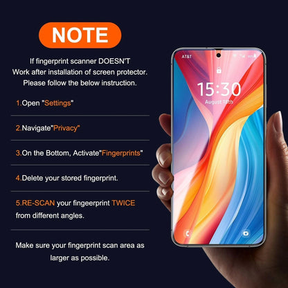 2 x Privacy Glass Screen Protectors For Samsung S26 Ultra with Fingerprint working Screen Protector FoneFunShop