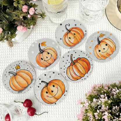 Halloween Hello Autumn 6pc Wooden Coaster Set for Mugs Tumblers Fall Home Decor Halloween Decoration FoneFunShop