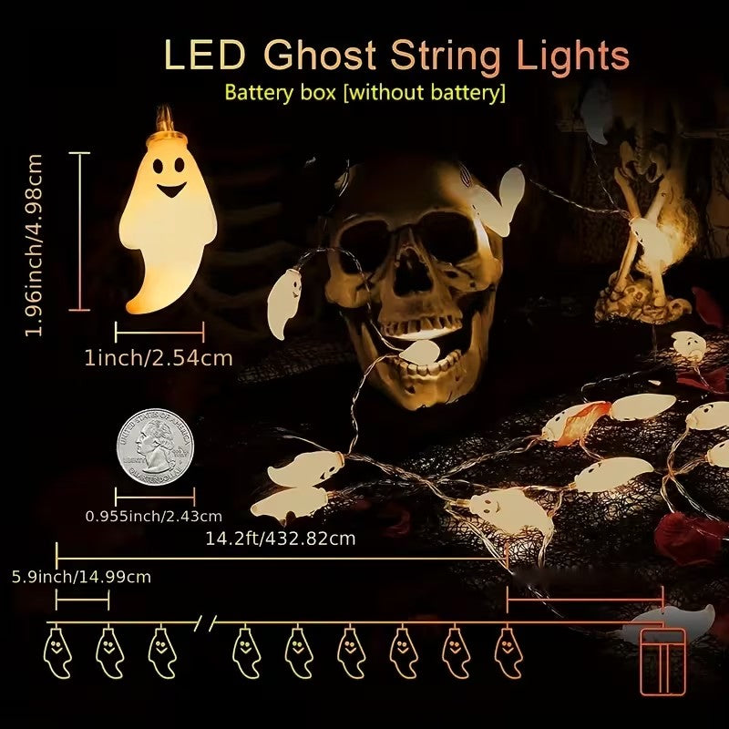 Halloween Ghost String Lights 20 LED Battery Operated Party Decor