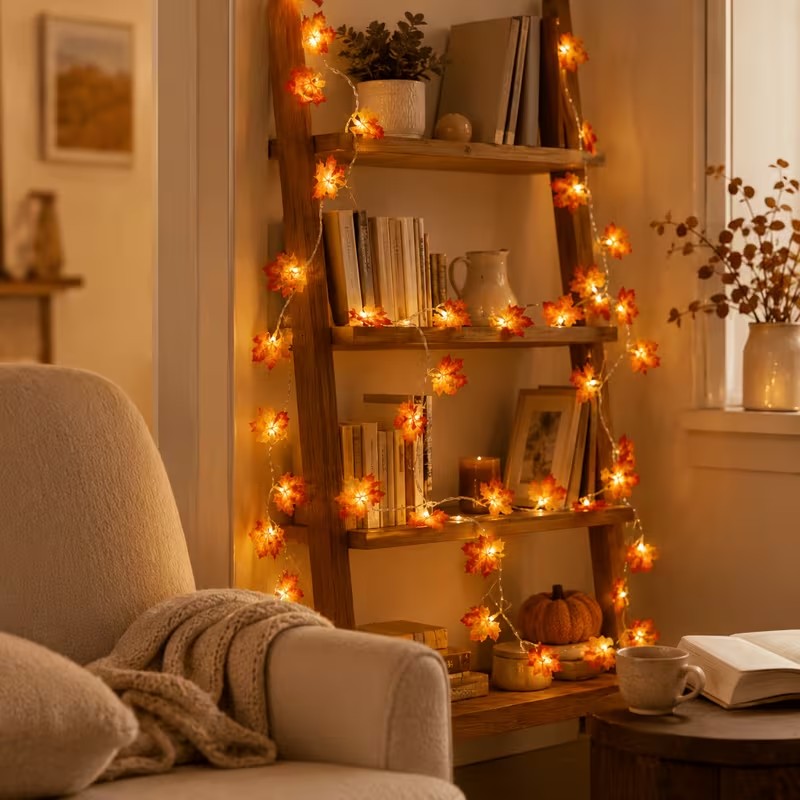 Halloween Maple Leaf String Lights 1.5m 10 LED Warm White Halloween Decoration FoneFunShop