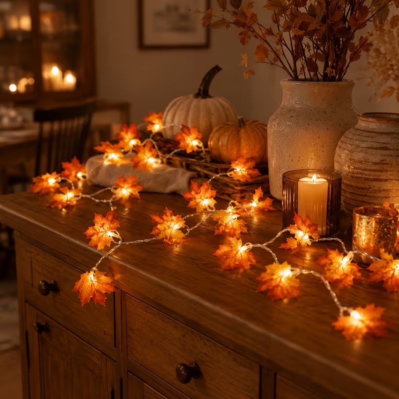 Halloween Maple Leaf String Lights 1.5m 10 LED Warm White Halloween Decoration FoneFunShop