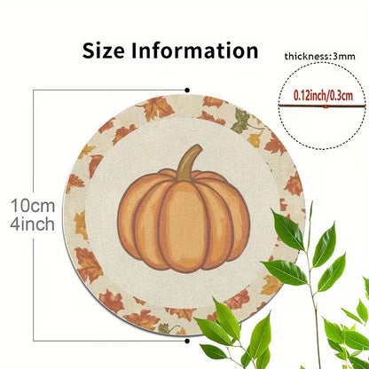 Halloween 4pc Flat Wooden Pumpkin Coasters Autumn Thanksgiving Decor Halloween Decoration FoneFunShop