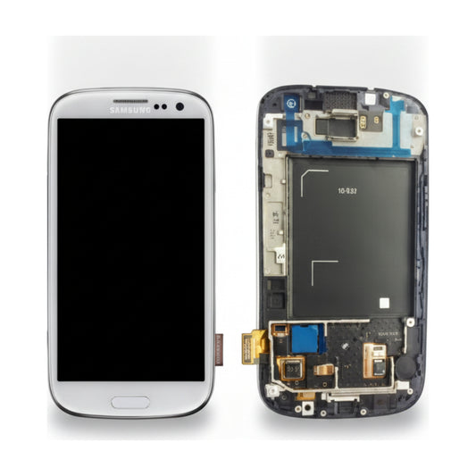 Lcd Screen For Samsung i9300 S3 Marble White And Digitizer Full Unit Screen FoneFunShop