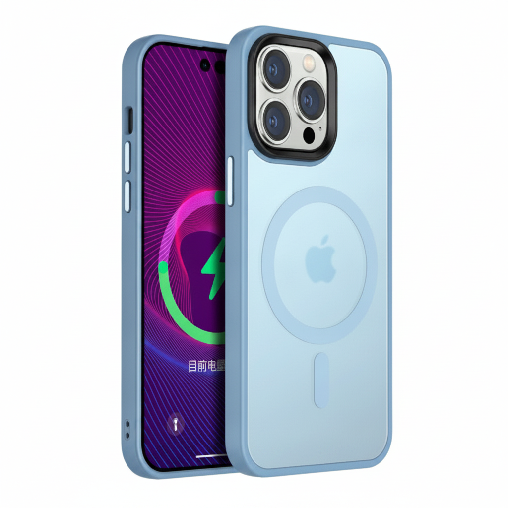 Case For iPhone 14 15 Peak Blue Smart Charging Silicone Case Case Cover FoneFunShop