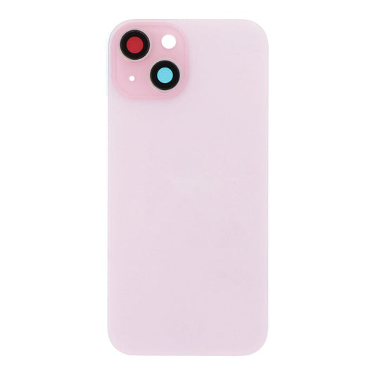 Glass Back For iPhone 15 Pink Battery Door Camera Lens Bezel Magnetism Ring + Metal Plate With Logo (OEM Used Pulled Part) Back Glass FoneFunShop