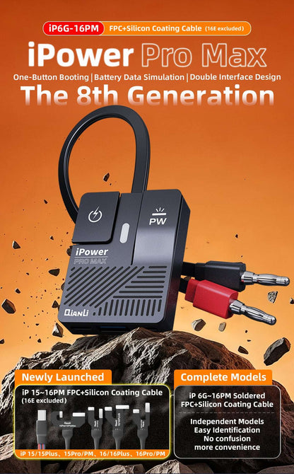 QianLi iPower Pro Max 8th Gen Power Cable Boots iPhone 6-16 Pro Max with One-Click Cable FoneFunShop