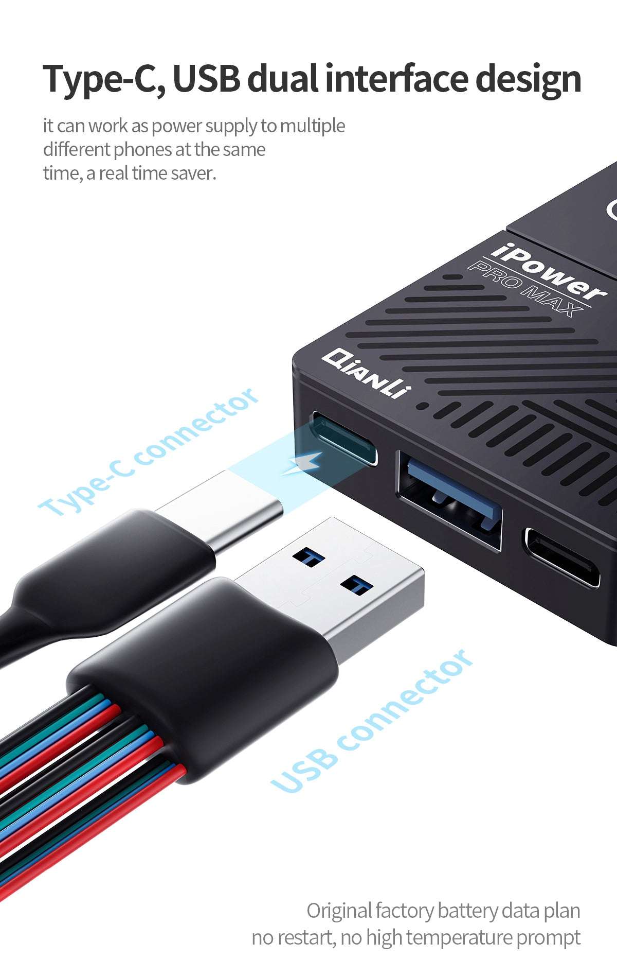 QianLi iPower Pro Max 8th Gen Power Cable Boots iPhone 6-16 Pro Max with One-Click Cable FoneFunShop