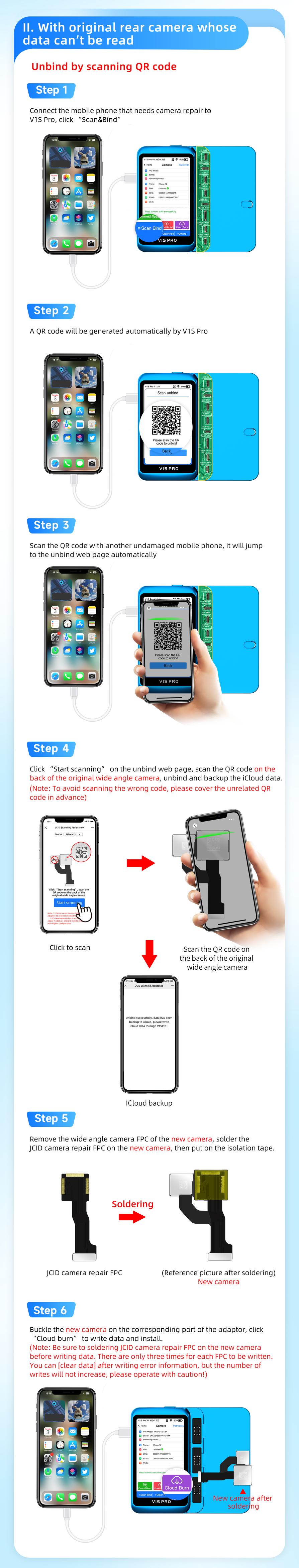 Jc Camera Boad JC ID V1S E Wide Rear Camera Repair Module PCB Board Add On For iPhone ...