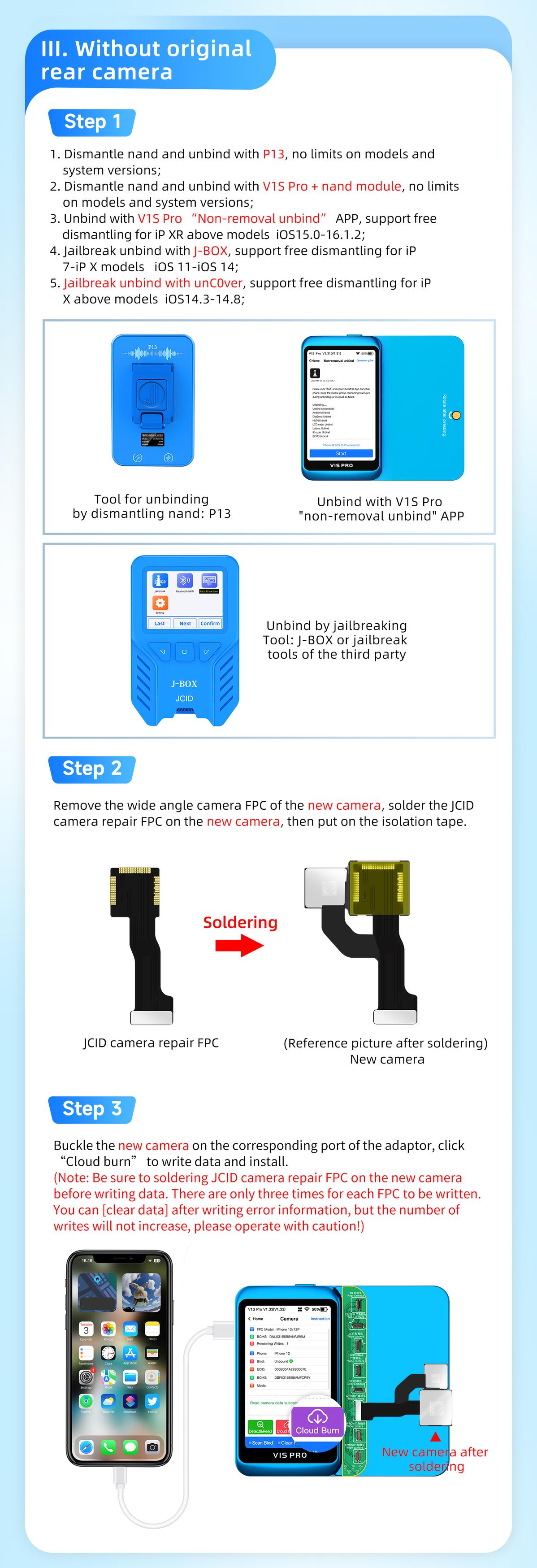 Jc Camera Boad JC ID V1S E Wide Rear Camera Lidar Module PCB Board Add On For iPhone ...