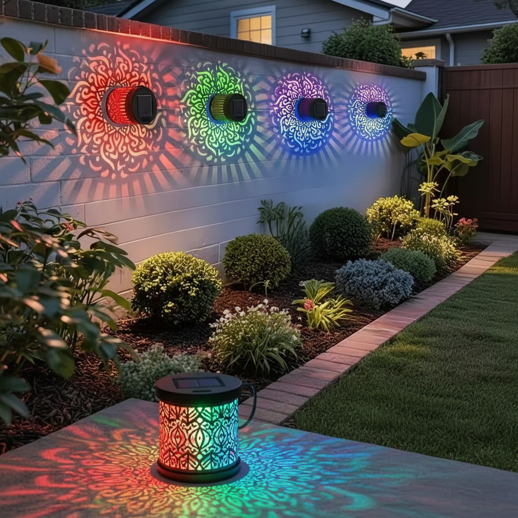 Outdoor LED Garden Wall Projector Solar Lights - Mandala Pattern Effect Lighting FoneFunShop